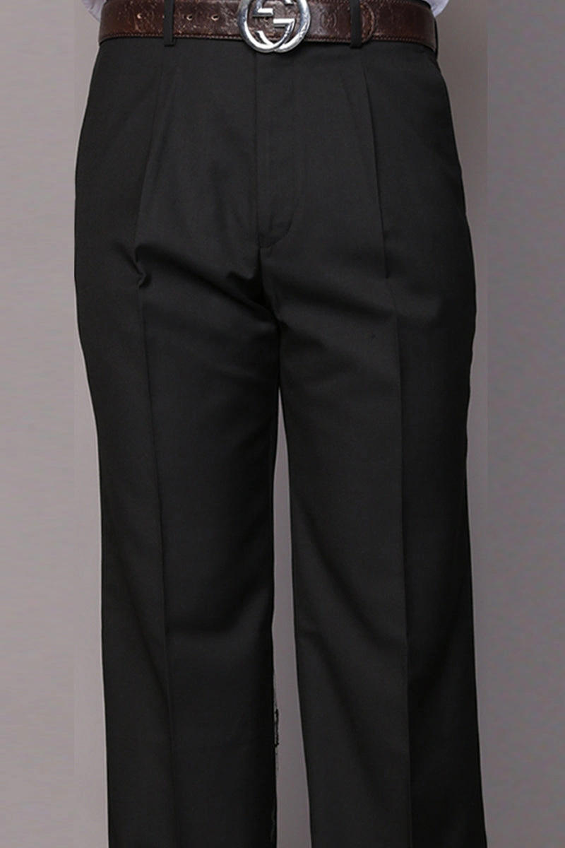 Herren Schwarze Wollhose Klassisch Gefaltet Perfekt für jeden Anlass Stilvoll und Bequem