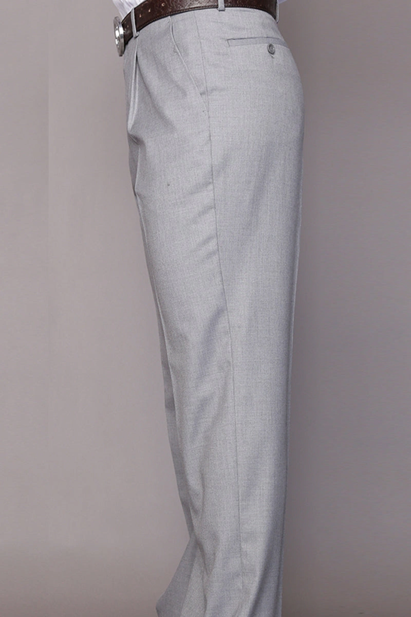 Herren 100% Wolle Klassische Faltenhose Grau Große Größen Eleganz für Ihn Stilvoll & Bequem!